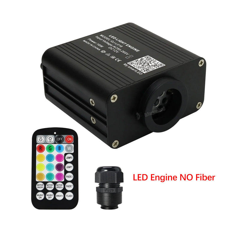 Kit plafond étoilé fibre optique RGBW 16 W, application Bluetooth et télécommande