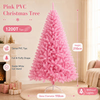 Sapin de Noël rose en PVC – sapin rose de 2,1 m sans guirlande