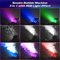 Machine à bulles et fumée 1500 W, 18 LED RGB et télécommande