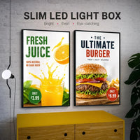 Caisson lumineux LED extra-plat A4 ou A3 pour affiche ou menu, cadre noir ou blanc, USB