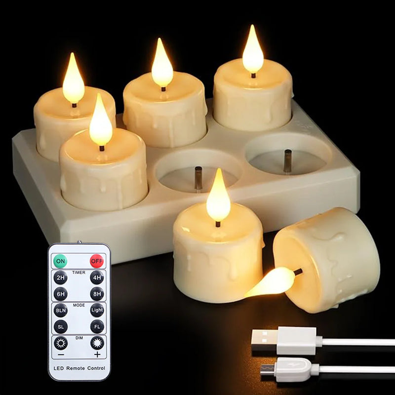 Bougies LED chauffe-plat rechargeables à télécommande, avec ou sans photophores
