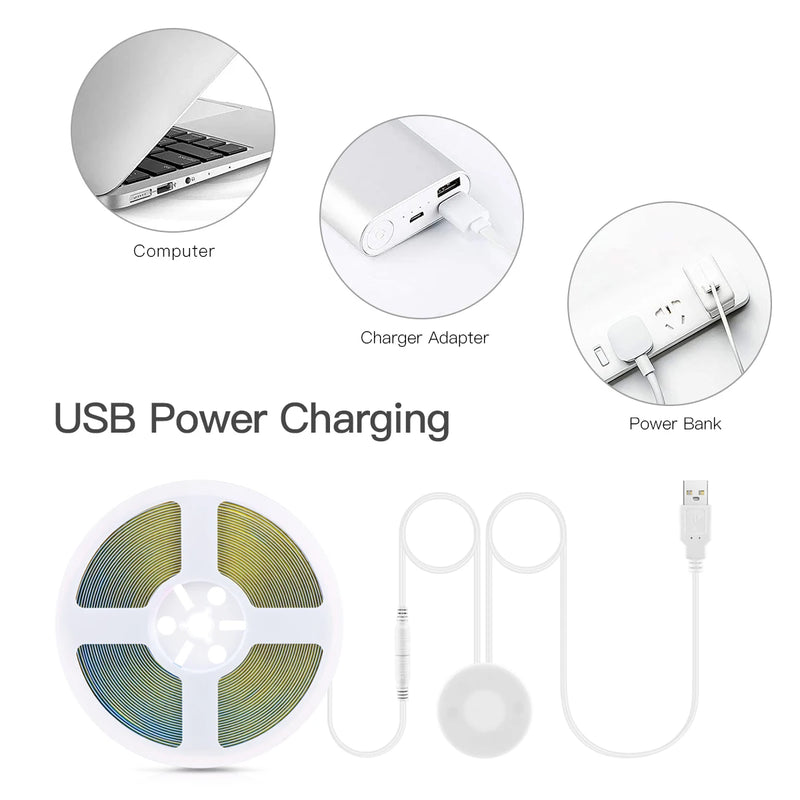 Ruban LED USB pour miroir à variateur tactile – alimentation USB par ordinateur, chargeur ou batterie externe
