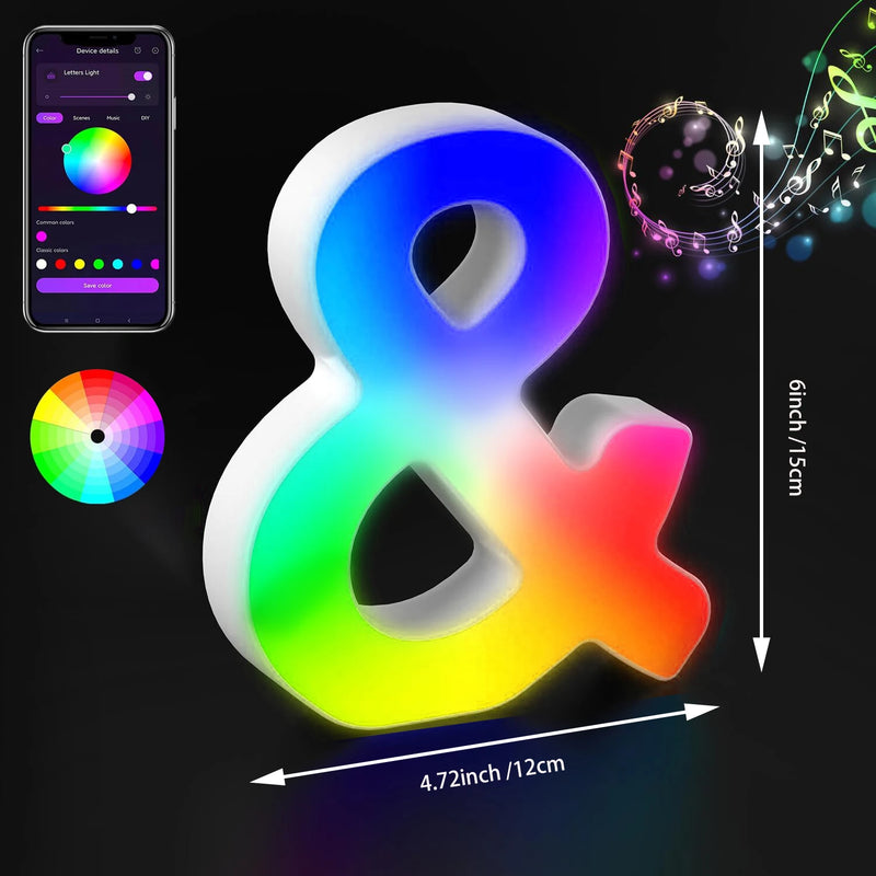 Lettres lumineuses LED RGB 15 cm – symbole &