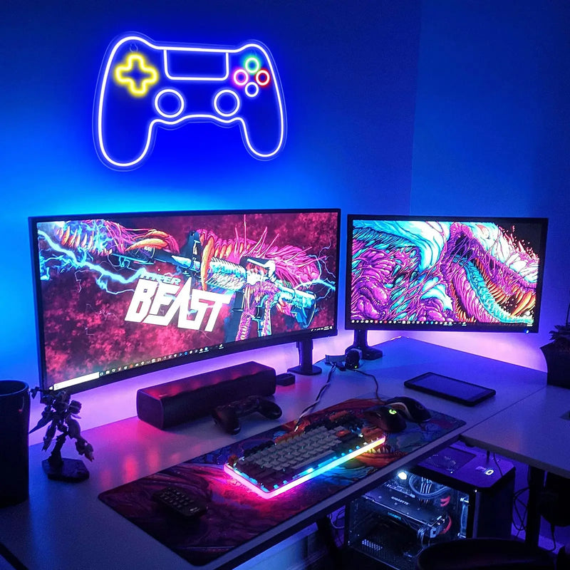 Néon gaming LED manette de jeu pour chambre de gamer, 9 modèles