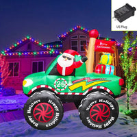 Décoration de Noël extérieure gonflable lumineuse : traîneau, train, tracteur ou camion