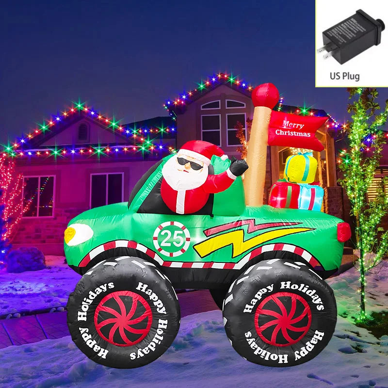 Décoration de Noël extérieure gonflable lumineuse : traîneau, train, tracteur ou camion