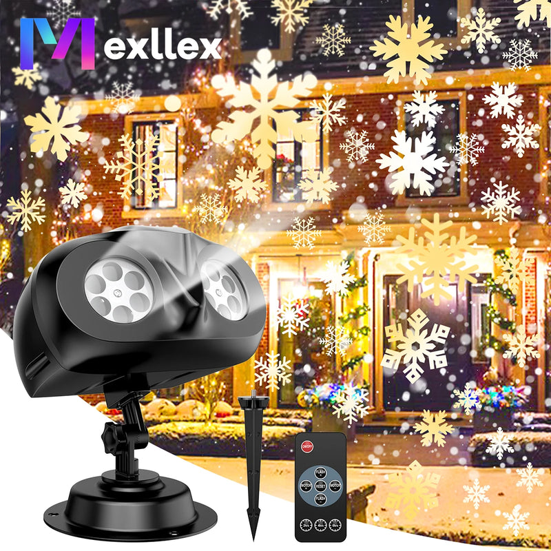 Projecteur de neige de Noël double tête – projecteur double tête avec télécommande et piquet