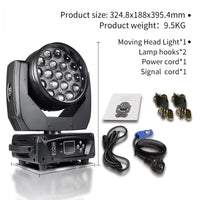 Lyre LED wash zoom 19 x 15 W – contenu du colis par lyre : cordons, crochets et manuel
