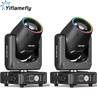 Lot de 2 lyres beam hybrides – les deux lyres côte à côte avec leur anneau LED