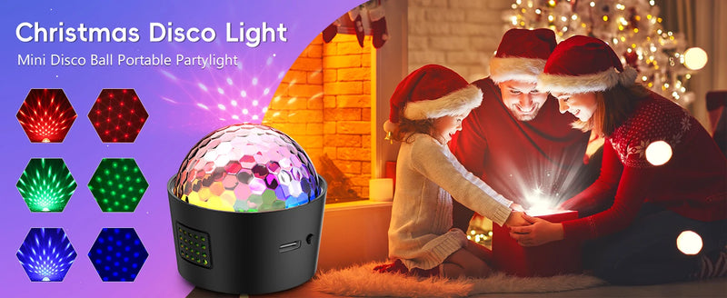 Mini boule disco LED rechargeable – ambiance de fête de fin d'année