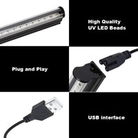 Barre lumière noire LED UV USB, lot de 2, tubes T8 33 cm ou T5 29 cm