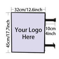 Enseigne drapeau lumineuse double face à logo personnalisé, 32 x 45 cm