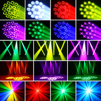 Lyre LED 200 W – planche des gobos et des faisceaux colorés