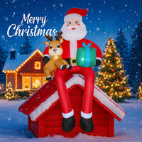 Père Noël gonflable géant 2,9 m avec renne, cadeau et LED
