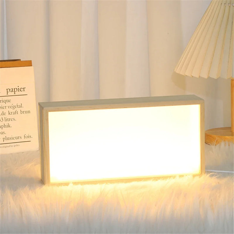 Cadre lumineux LED en bois vierge à personnaliser, carré ou rectangle