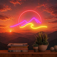 Néon LED montagne et soleil couchant – vue 12