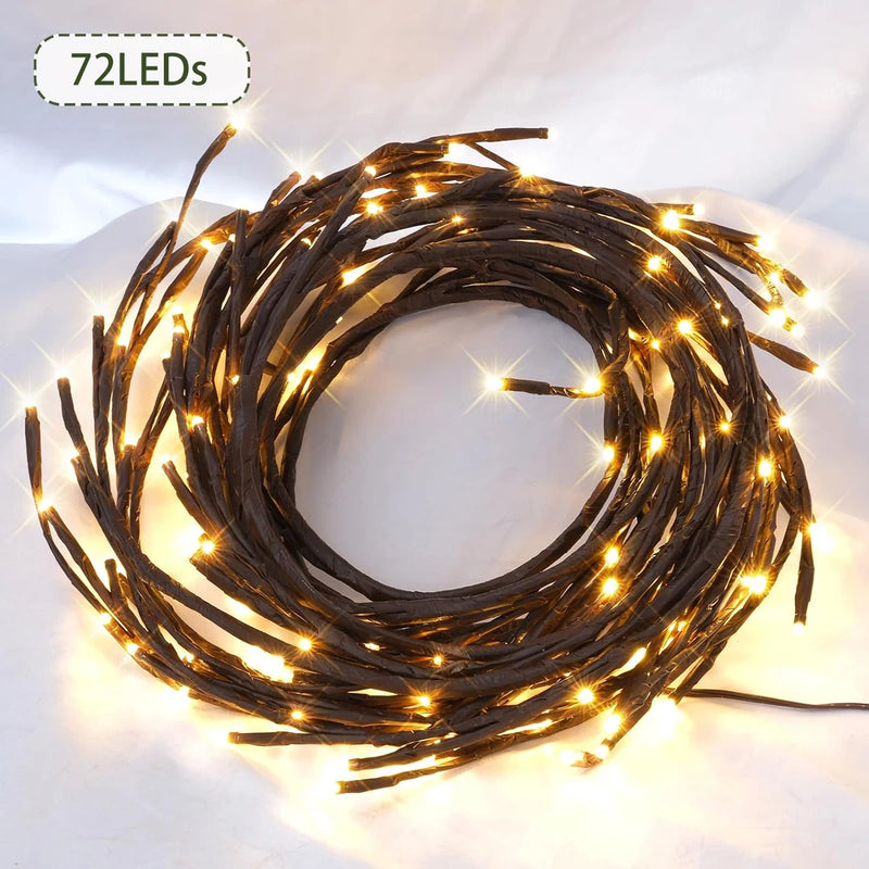 Branche de saule lumineuse murale 72 ou 96 LED blanc chaud, 8 modes, USB avec télécommande