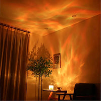Lampe cube à ondulations d'eau – ondulations lumineuses sur le plafond et les murs d'un salon