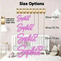 Néon LED personnalisé prénom pour chambre d'enfant, USB, 25 à 55 cm