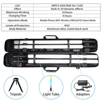 4 tubes LED pixel sans fil sur batterie IP65 avec trépieds et sac