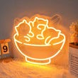 Néon LED chats dans un bol de ramen, enseigne murale USB, 35 à 60 cm