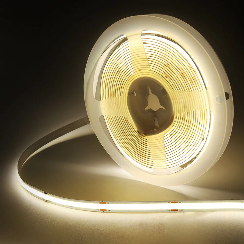 Ruban LED USB COB 8 mm – rouleau allumé en blanc neutre