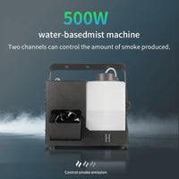 Machine à brume 500 W à base d'eau, DMX, réservoir rétroéclairé 1,5 L