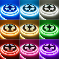 Bande LED COB 220 V – rouleaux allumés dans neuf couleurs de lumière