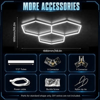 Kit éclairage LED hexagonal garage 3, 5, 8 ou 14 hexagones 6500 K