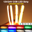 Ruban LED COB 12 ou 24 V, 9 couleurs, 384 à 528 LED/m, 1 à 5 m