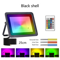 Projecteur LED RGB IP68 – boîtier noir, câble de 25 cm et télécommande