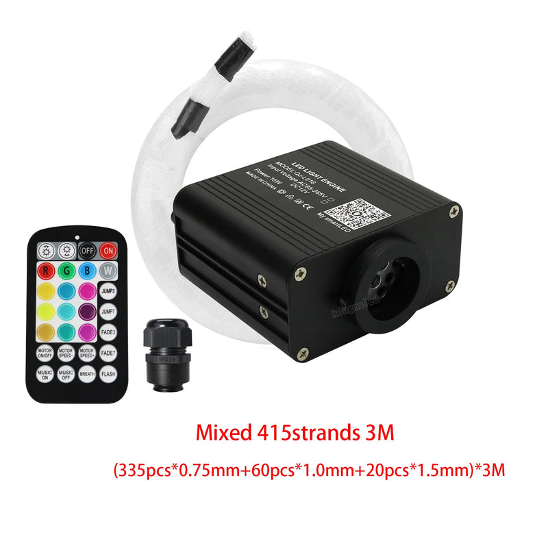 Kit plafond étoilé fibre optique RGBW 16 W, application Bluetooth et télécommande