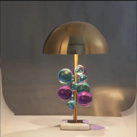 Lampe champignon à boules de verre – lampe champignon à boules de verre bleues et violettes