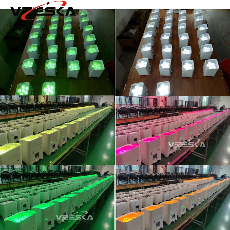 Uplight sans fil 6 x 15 W – rangées d'uplights blancs allumés en couleurs
