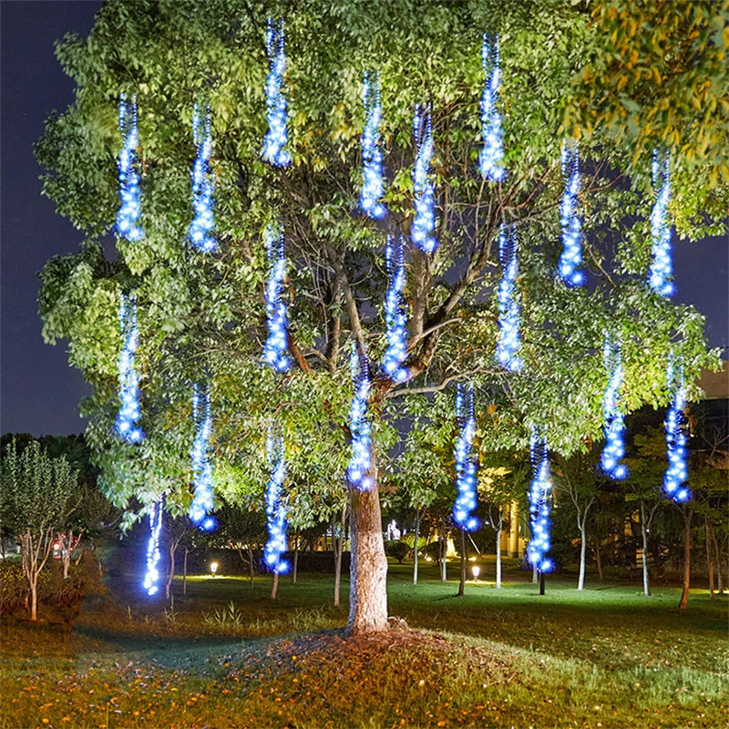Guirlande lumineuse pluie de météores LED 220 V, 1 ou 3 brins de 1,5 m, 120 à 360 LED