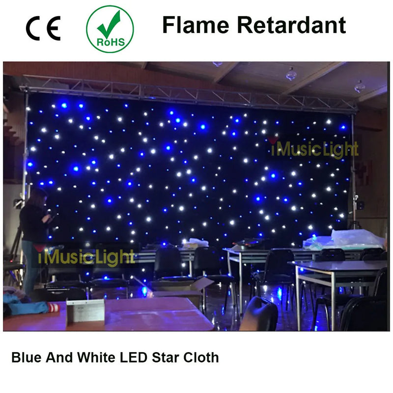Rideau ciel étoilé LED sur velours noir avec contrôleur DMX, de 2 x 3 m à 4 x 10 m