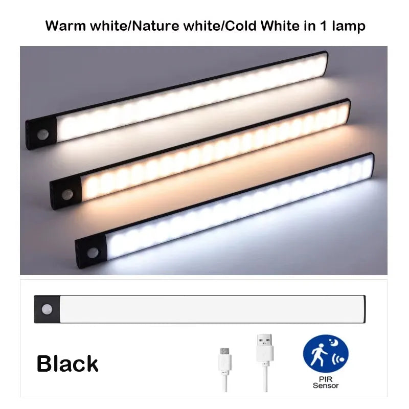 Lampe LED ultra-fine à détecteur – lampe noire, 3 teintes de blanc dans une seule lampe