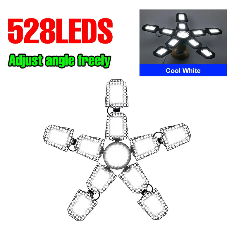 Ampoule LED de garage déformable 3 à 5 branches, culot E27/E26