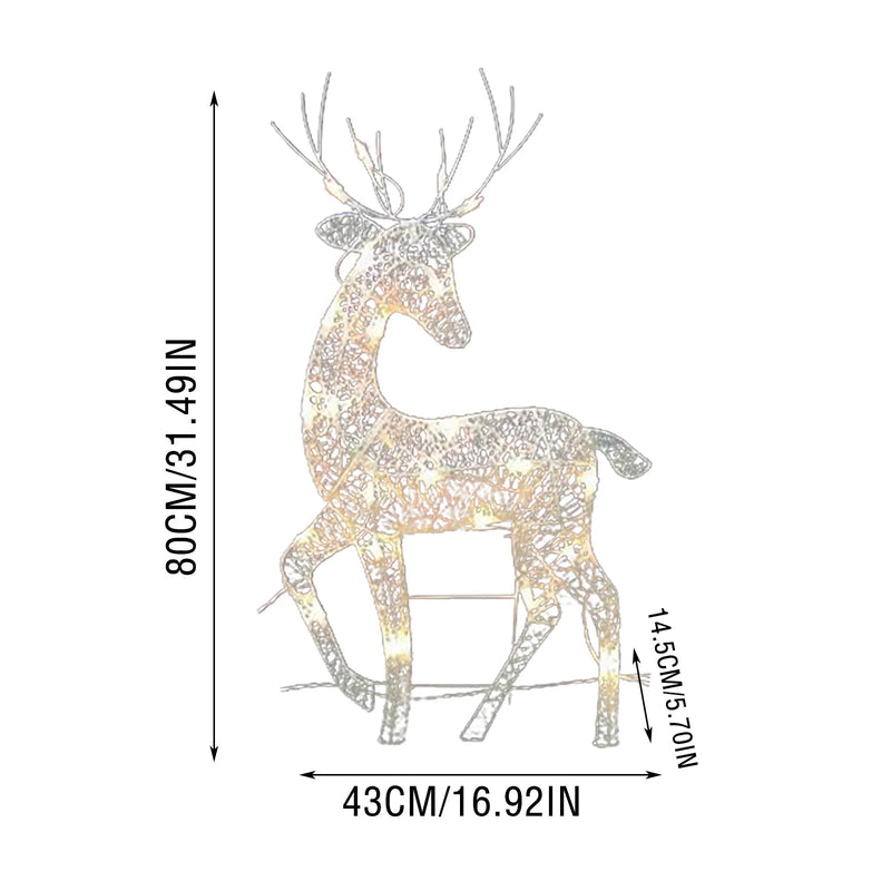 Rennes lumineux Noël – dimensions du cerf, 80 cm de haut et 43 cm de large