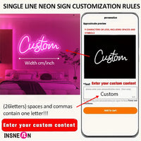 Néon LED personnalisé sur 1 ou 2 lignes, 25 à 110 cm
