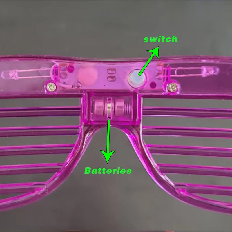 Lunettes LED lumineuses à lamelles pour soirée, 3 modes, lots de 5 à 50 pièces
