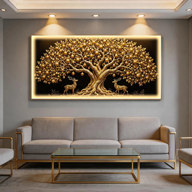 Tableau lumineux LED arbre de vie doré – vue 3
