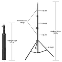 Trépied lumière 2,8 m en aluminium ou inox, seul ou par 2