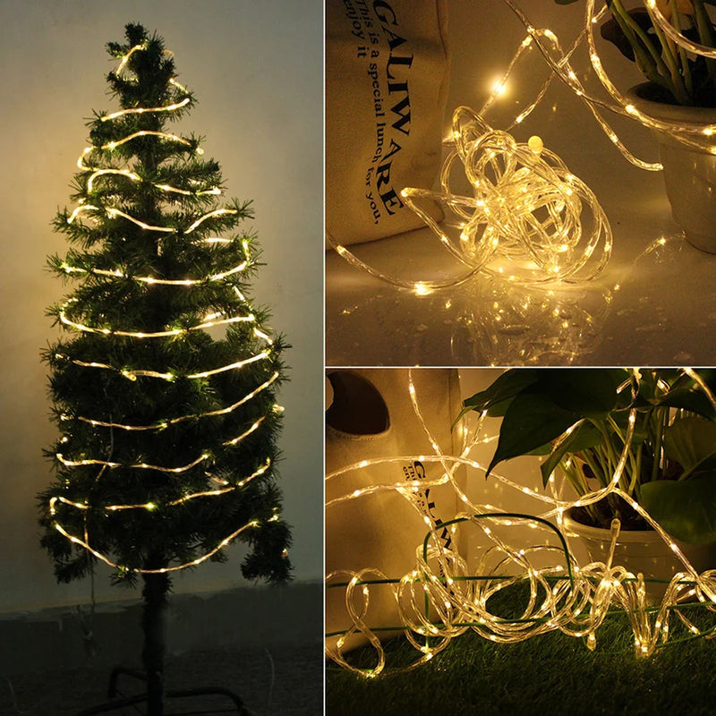 Guirlande LED tube de corde – sapin de Noël et tube lumineux blanc chaud en pelote