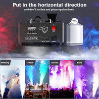 Machine à fumée verticale 2000 W – posée à l'horizontale, en situation de mariage, théâtre et concert