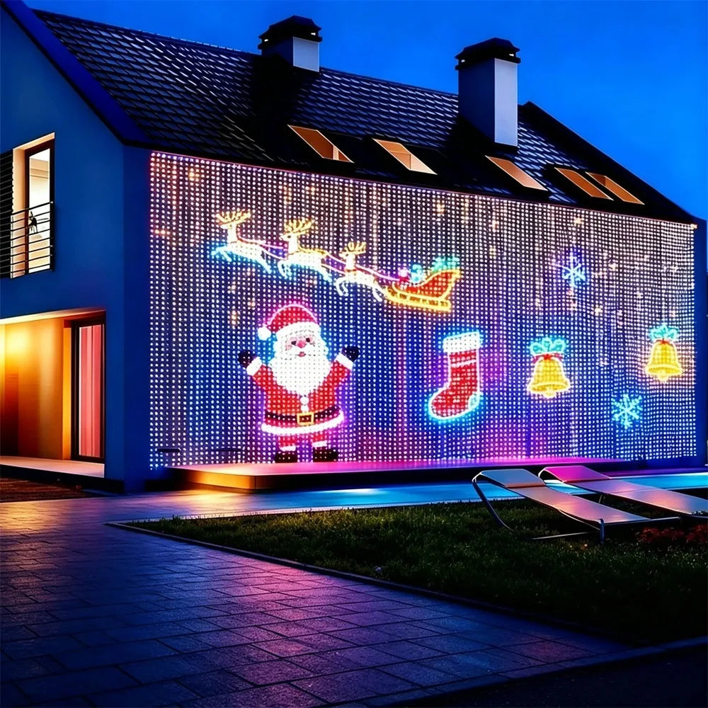 Rideau lumineux étanche à motifs DIY, 400 LED, application et musique
