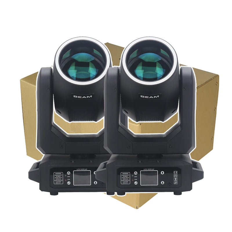 Lot de 2 lyres LED beam 200 W à anneau RGB, prismes 6 + 12, DMX 13 ou 15 canaux