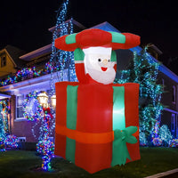 Père Noël gonflable animé qui sort d'un cadeau, LED, 1,5 m