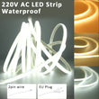 Ruban LED COB 220 V en silicone, à prise ou à fil