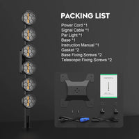 2 colonnes lumineuses vintage à 6 LED COB dorées et RGB, DMX, 140 cm